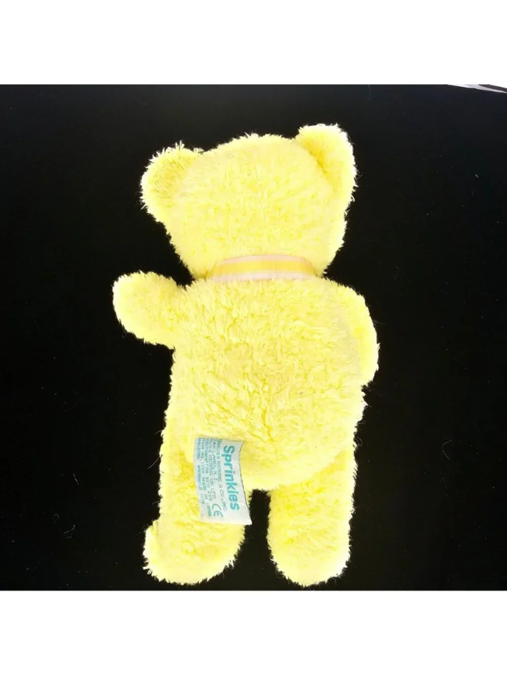 Yellow Teddy Bear Plush By Russ Berrie With Pink Nose & Plaid Bow Stuffed Animal